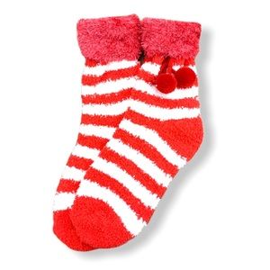 Super Cozy Stripes Crew Sock With Poms